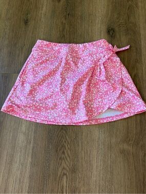 Turtles and tees Girls' Pink Floral Wrap Skirt for golf